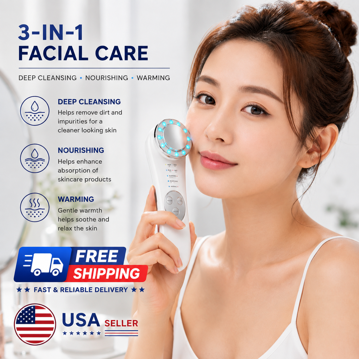 Microcurrent Facial Device 5-in-1 Face Massager for Skin Tightening & Lifting – Facial Care Tool
