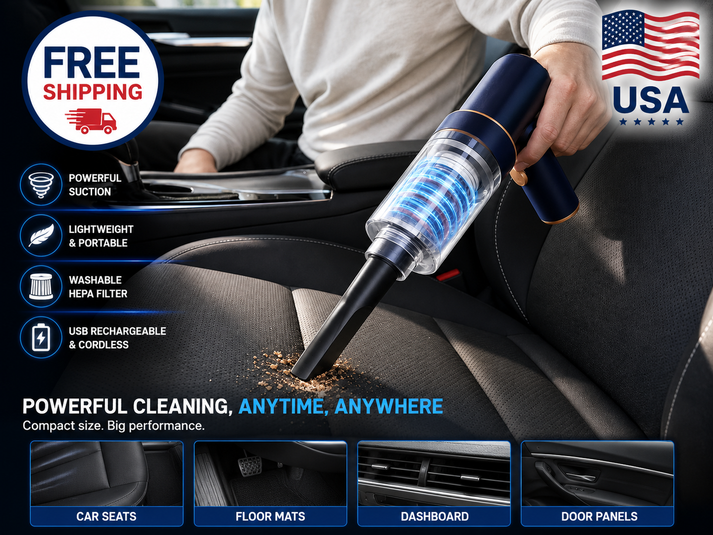 Portable Car Vacuum Cordless Handheld Cleaner™
