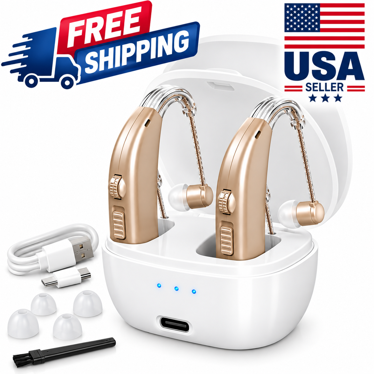 Hearing Aids Hearing Amplifiers for Seniors Rechargeable with Noise Cancelling