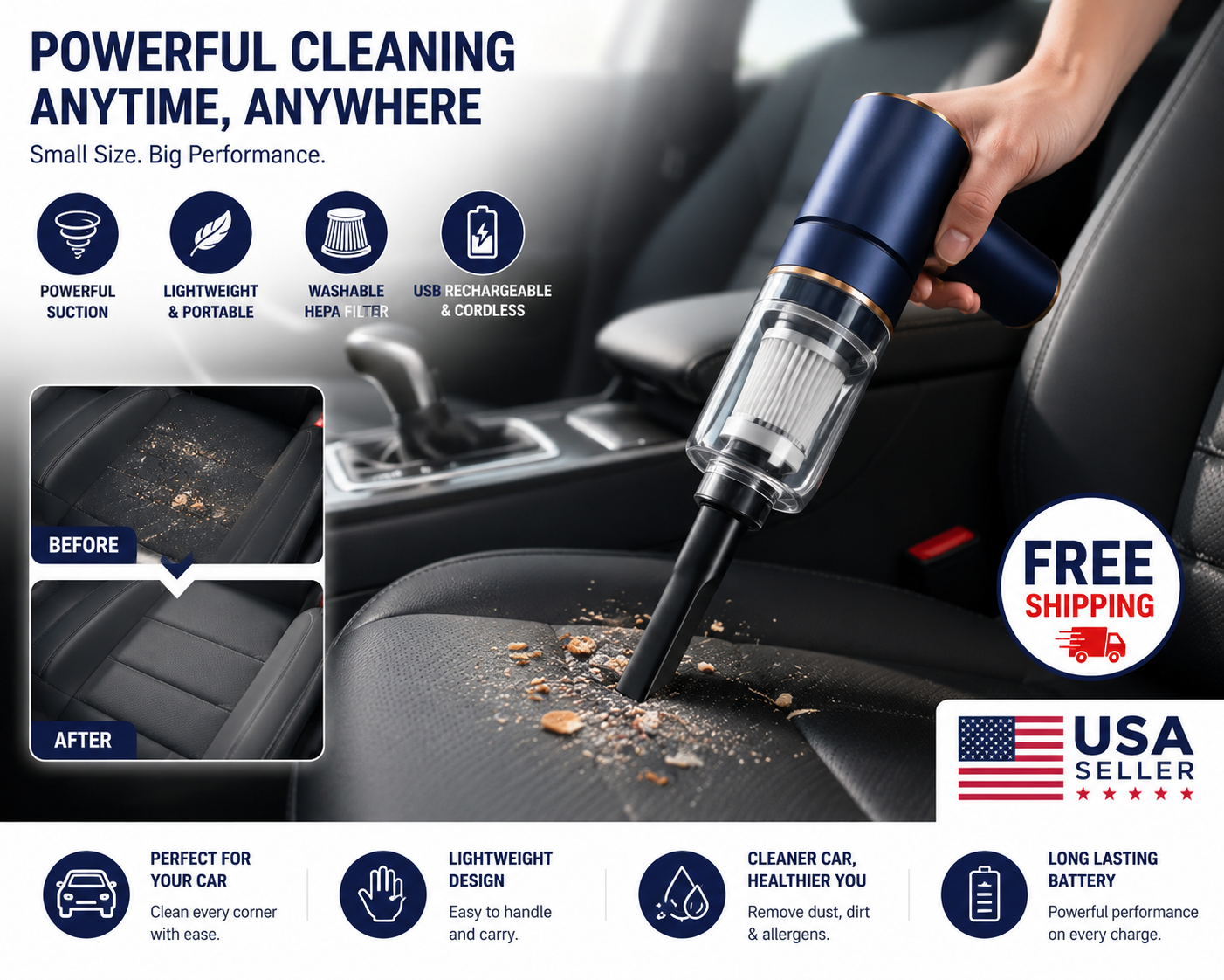 Portable Car Vacuum Cordless Handheld Cleaner™