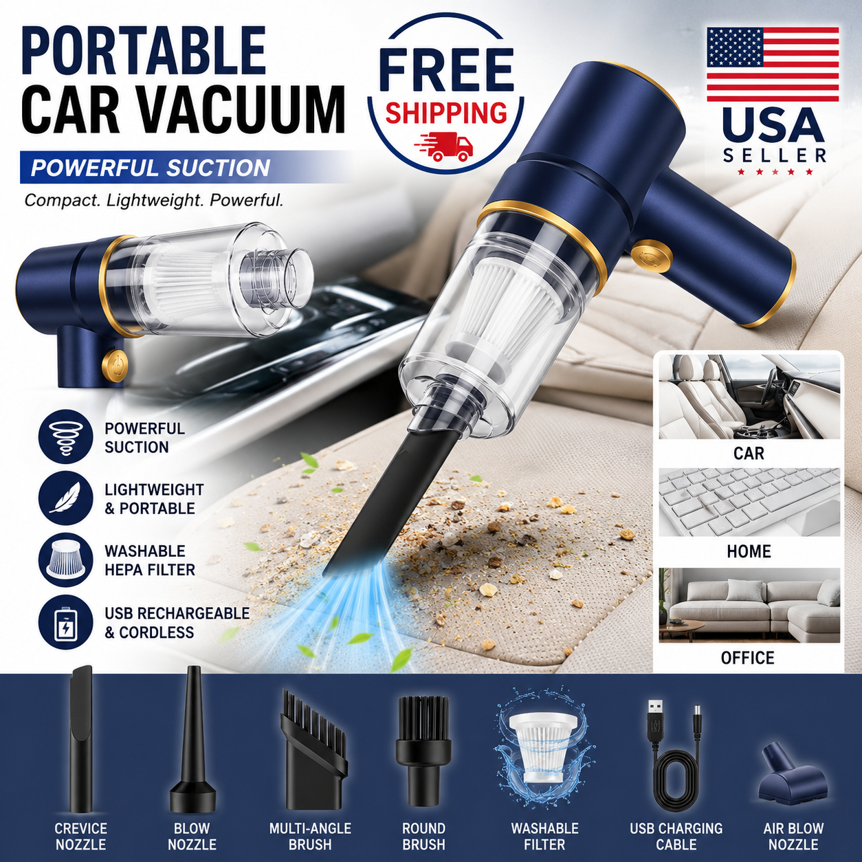 Portable Car Vacuum Cordless Handheld Cleaner™