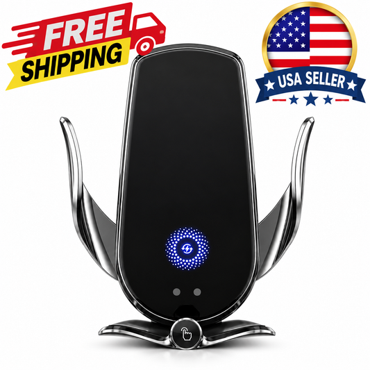15W Fast Charging Wireless Car Charger Mount – Automatic Phone Holder 360° Rotation
