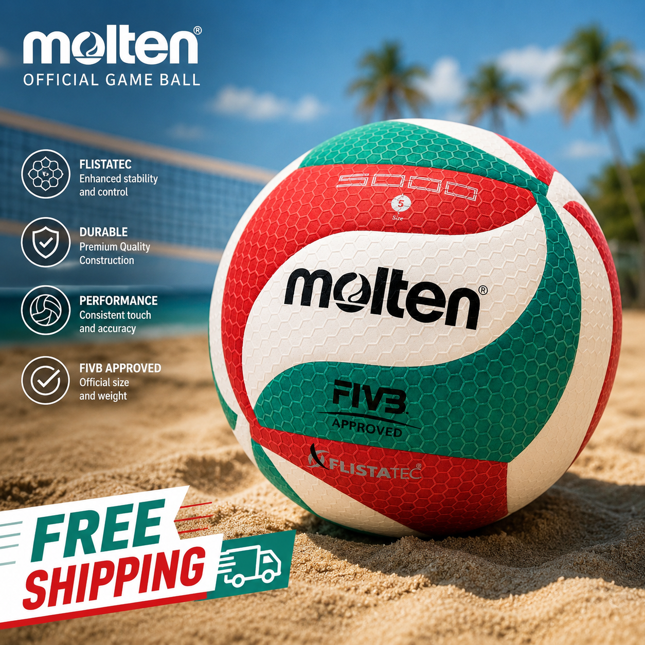 Molten FIVB Approved Volleyball Official Size Indoor Match Ball™