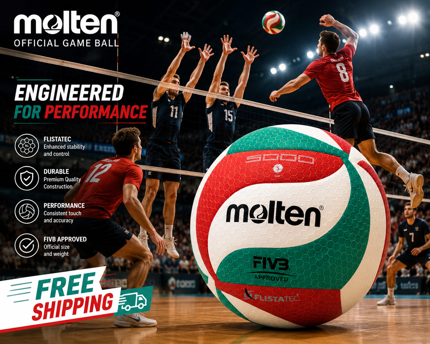 Molten FIVB Approved Volleyball Official Size Indoor Match Ball™