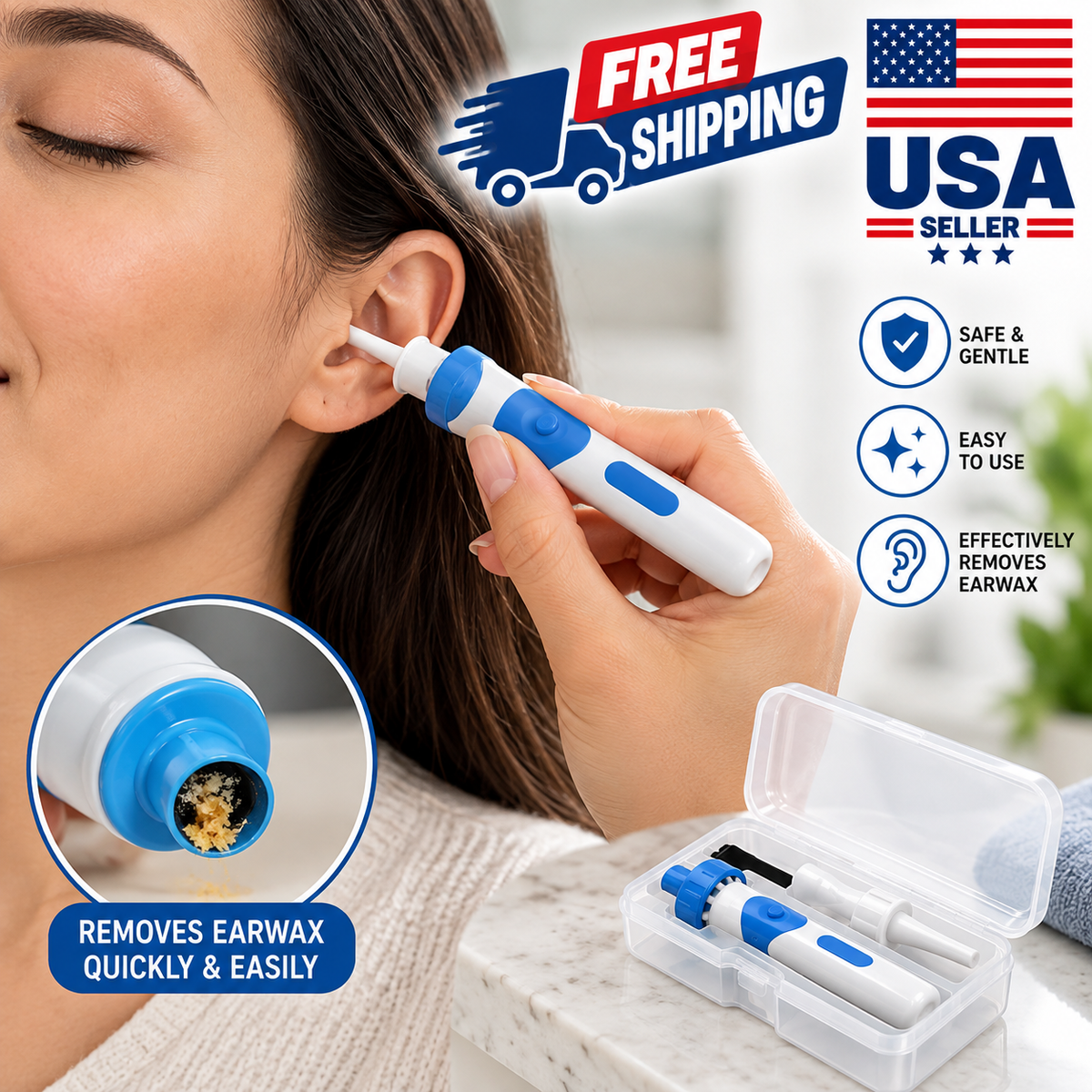 Cordless Electric Ear Wax Remover – Vacuum Ear Cleaner & Painless Ear Cleaning Tool