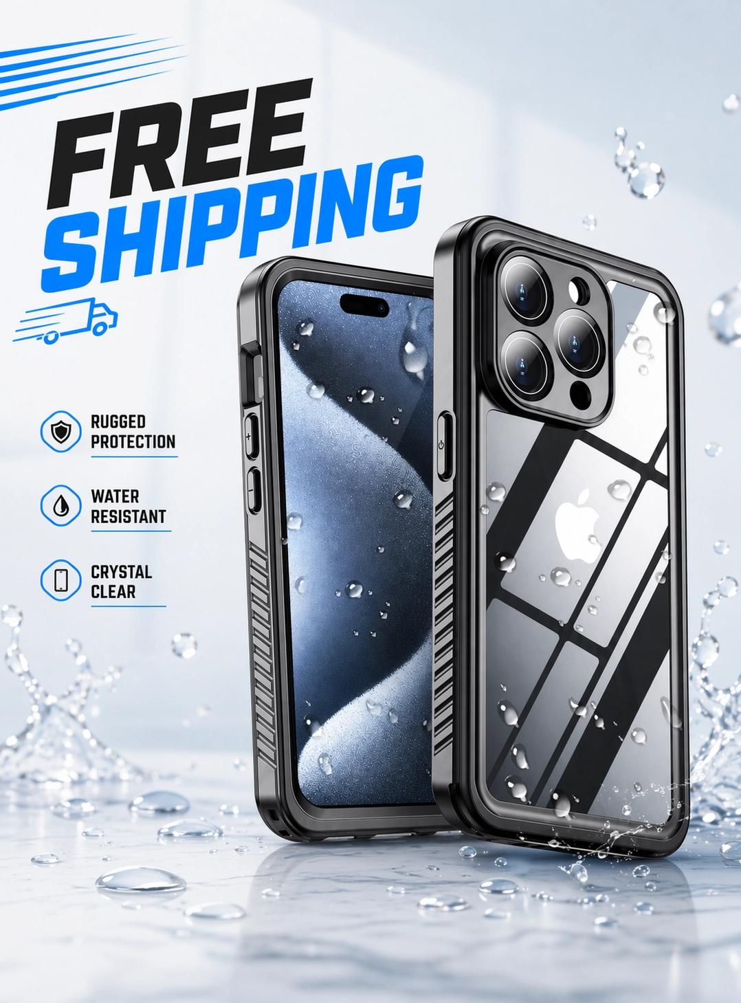 iPhone 15 Pro Waterproof Case Shockproof Clear Cover Screen & Camera Protection TM